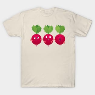 Cute radishes singing trio cartoon vegetables T-Shirt